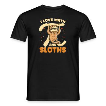 Pi Day I Love Math And Sloths - Men's T-Shirt - black - Front - AI Model Male 178 light (178cm)