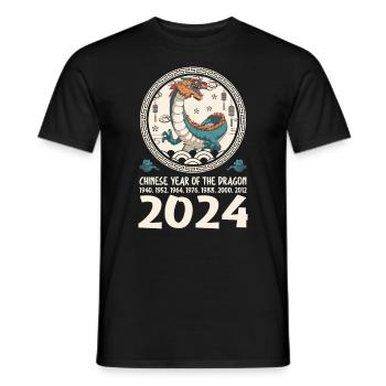 Année chinoise du Dragon 2024 Chinois - T-shirt homme - noir - Devant - AI Model Male 178 light (178cm)