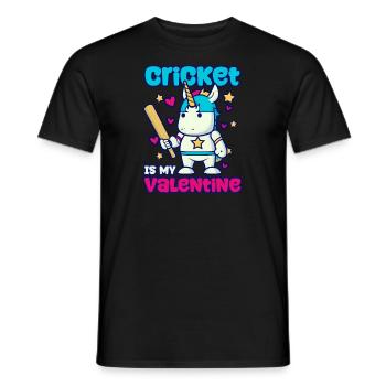 Cricket Player My Valentine Unicorn - Men's T-Shirt - black - Front - AI Model Male 178 light (178cm)