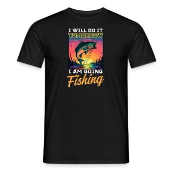 Fisher Fisherman wird morgen angeln gehen - Männer T-Shirt - Schwarz - Vorne - AI Model Male 178 light (178cm)