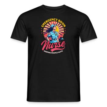 ER Krankenschwester Vintage Retro Sonnenuntergang - Männer T-Shirt - Schwarz - Vorne - AI Model Male 178 light (178cm)