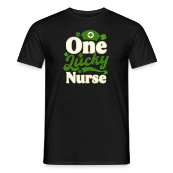 Infirmière de la Saint-Patrick Une infirmière chanceuse - T-shirt homme - noir - Devant - AI Model Male 178 light (178cm)