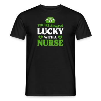 Infirmière de la Saint-Patrick toujours chanceuse avec un - T-shirt homme - noir - Devant - AI Model Male 178 light (178cm)