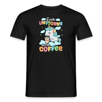 Licorne Même les licornes ont besoin de café - T-shirt homme - noir - Devant - AI Model Male 178 light (178cm)