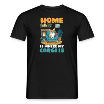 Corgi Mama Papa Zuhause Wo Corgi ist - Männer T-Shirt - Schwarz - Vorne - AI Model Male 178 light (178cm)