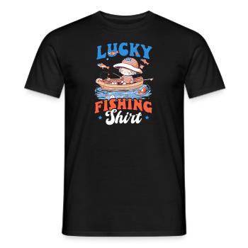Tenue de pêche porte-bonheur pêcheur - T-shirt homme - noir - Devant - AI Model Male 178 light (178cm)