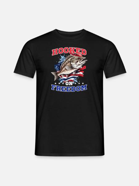 Fisherman Hooked On Fishing Flag - Men's T-Shirt - black