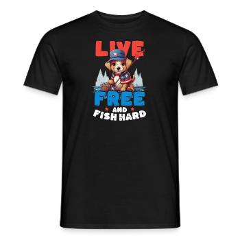 Pêcheur Vivre Libre Et Pêcher Dur - T-shirt homme - noir - Devant - AI Model Male 178 light (178cm)