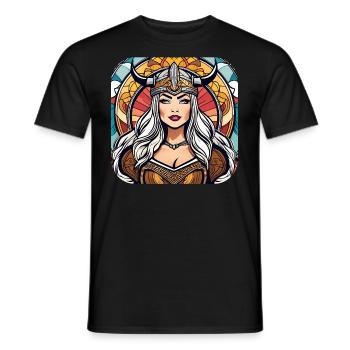 Proud Viking Germanin Shieldmaiden - Men's T-Shirt - black - Front - AI Model Male 178 light (178cm)