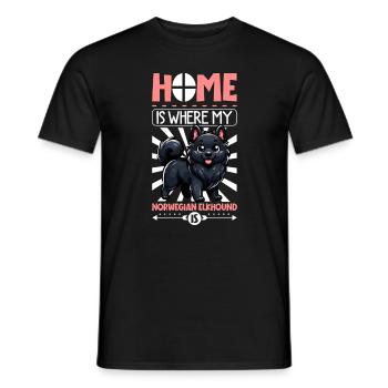 Home - Norwegian Elkhound - Men's T-Shirt - black - Front - AI Model Male 178 light (178cm)