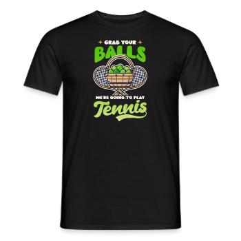 Tennis Easter Grab Balls Going Play Tennis - Men's T-Shirt - black - Front - AI Model Male 178 light (178cm)