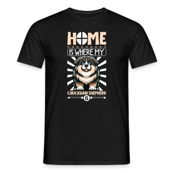 Zuhause - Kaukasischer Owtscharka - Männer T-Shirt - Schwarz - Vorne - AI Model Male 178 light (178cm)