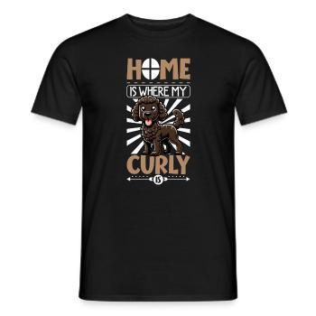 Zuhause - Curly-coated Retriever - Männer T-Shirt - Schwarz - Vorne - AI Model Male 178 light (178cm)