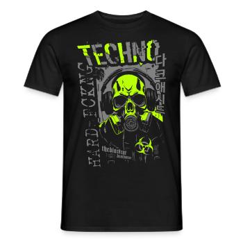 Hard Techno Skull - Men's T-Shirt - black - Front - AI Model Male 178 light (178cm)