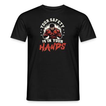 Krav Maga Your Safety Is In Your Hands - Men's T-Shirt - black - Front - AI Model Male 178 light (178cm)