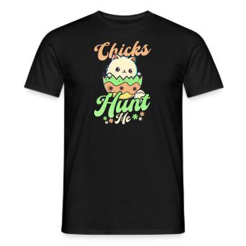 Cat Easter Chicks Hunt Mhe - Men's T-Shirt - black - Front - AI Model Male 178 light (178cm)