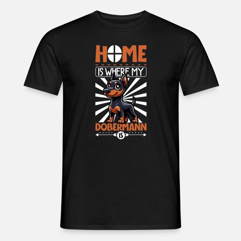 Zuhause - Dobermann - Männer T-Shirt - Schwarz