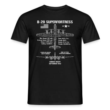 B-29 SuperFortress Specs Military Aircraft B29 - Männer T-Shirt - Schwarz - Vorne - AI Model Male 178 light (178cm)