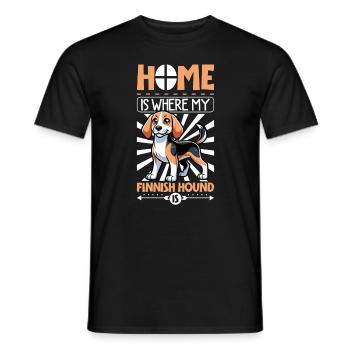 Zuhause - Finnischer Laufhund - Männer T-Shirt - Schwarz - Vorne - AI Model Male 178 light (178cm)