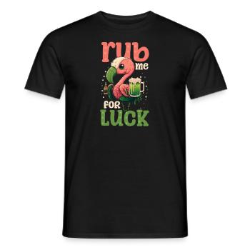 Irish Flamingo St Patricks Rub For Luck - Men's T-Shirt - black - Front - AI Model Male 178 light (178cm)