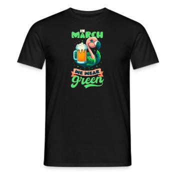 Irish Flamingo St Patricks In March We Wear Green - Men's T-Shirt - black - Front - AI Model Male 178 light (178cm)