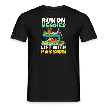 Vegan Athlete Run On Veggies Lift With Passion - Men's T-Shirt - black - Front - AI Model Male 178 light (178cm)