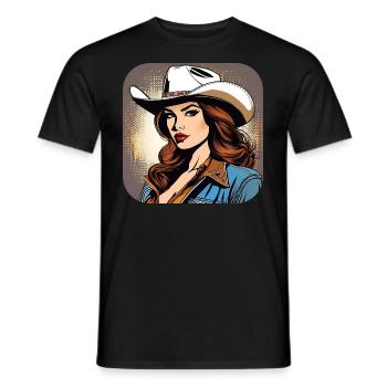 Cool Western Girl - Men's T-Shirt - black - Front - AI Model Male 178 light (178cm)
