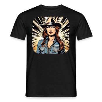 Cool Western Girl - Men's T-Shirt - black - Front - AI Model Male 178 light (178cm)