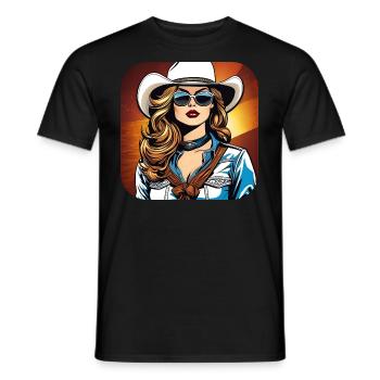 Cool Western Girl - Men's T-Shirt - black - Front - AI Model Male 178 light (178cm)