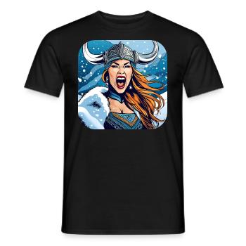 Trotse Viking Germanin Shieldmaiden - Heren T-shirt - zwart - Voor - AI Model Male 178 light (178cm)