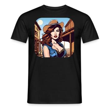 Cool Western Girl - Men's T-Shirt - black - Front - AI Model Male 178 light (178cm)
