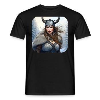 Trotse Viking Germanin Shieldmaiden - Heren T-shirt - zwart - Voor - AI Model Male 178 light (178cm)