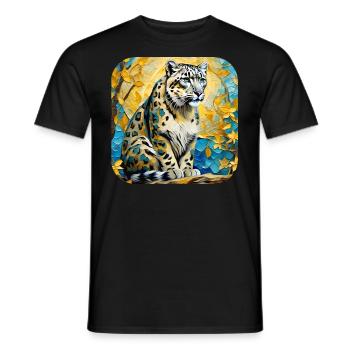 Motif mystique Mystérieux léopard des neiges - T-shirt homme - noir - Devant - AI Model Male 178 light (178cm)