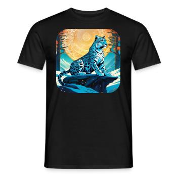 Motif mystique Mystérieux léopard des neiges - T-shirt homme - noir - Devant - AI Model Male 178 light (178cm)