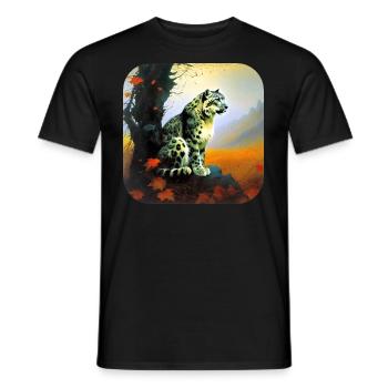 Motif mystique Mystérieux léopard des neiges - T-shirt homme - noir - Devant - AI Model Male 178 light (178cm)