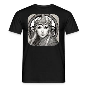 Trotse Viking Germanin Shieldmaiden - Heren T-shirt - zwart - Voor - AI Model Male 178 light (178cm)