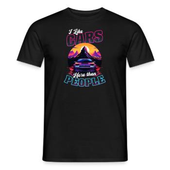 Autoliebhaber mögen Autos mehr als Menschen - Männer T-Shirt - Schwarz - Vorne - AI Model Male 178 light (178cm)