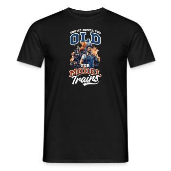 Model Railroad Never To Old For Model Trains - Men's T-Shirt - black - Front - AI Model Male 178 light (178cm)
