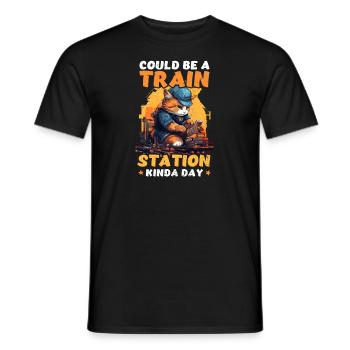 Modelleisenbahn könnte Bahnhofskind sein - Männer T-Shirt - Schwarz - Vorne - AI Model Male 178 light (178cm)