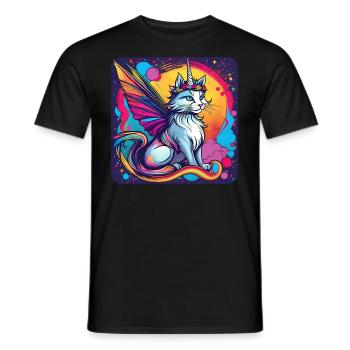 Cute Unicorn Cat with Butterfly Wings - Men's T-Shirt - black - Front - AI Model Male 178 light (178cm)