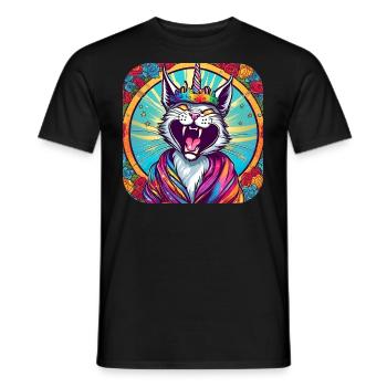 Verrückte Einhorn Katze - Männer T-Shirt - Schwarz - Vorne - AI Model Male 178 light (178cm)