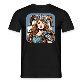 Proud Viking Germanin Shieldmaiden - Men's T-Shirt - black - Front - AI Model Male 178 light (178cm)