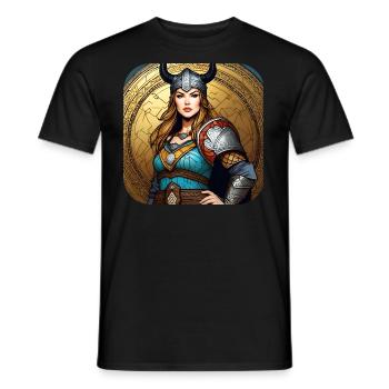 Trotse Viking Germanin Shieldmaiden - Heren T-shirt - zwart - Voor - AI Model Male 178 light (178cm)