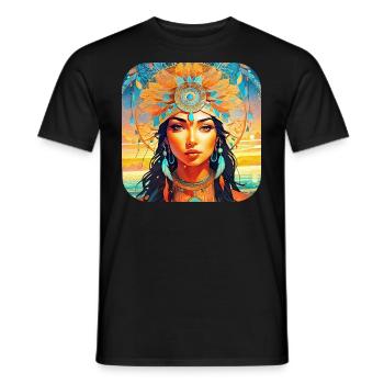 Mystical Fantasy Shaman Sorceress - Men's T-Shirt - black - Front - AI Model Male 178 light (178cm)