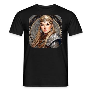 Trotse Viking Germanin Shieldmaiden - Heren T-shirt - zwart - Voor - AI Model Male 178 light (178cm)