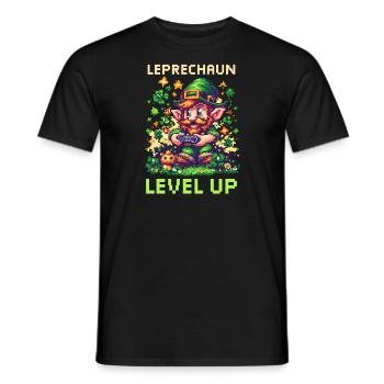 St. Patricks Day Gaming Leprechaun Passez au niveau supérieur - T-shirt homme - noir - Devant - AI Model Male 178 light (178cm)