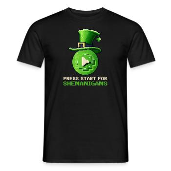 St. Patricks Day Gaming Press Start for Shenanigan - Men's T-Shirt - black - Front - AI Model Male 178 light (178cm)