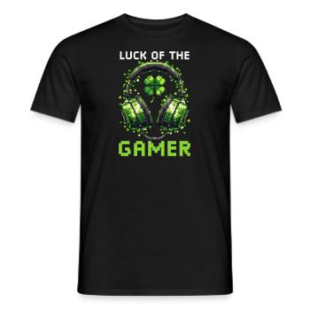 St. Patricks Day Gaming Luck of the Gamer - Men's T-Shirt - black - Front - AI Model Male 178 light (178cm)