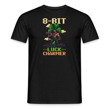 St. Patricks Day Gaming 8-Bit Luck Charmer - Men's T-Shirt - black - Front - AI Model Male 178 light (178cm)