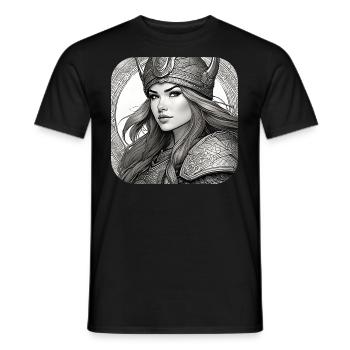 Trotse Viking Germanin Shieldmaiden - Heren T-shirt - zwart - Voor - AI Model Male 178 light (178cm)